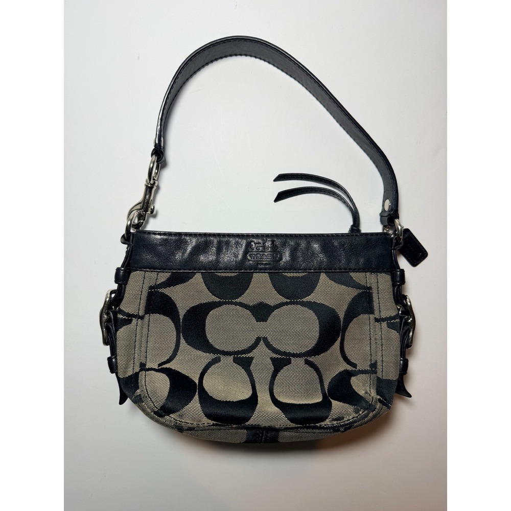 2009 Vintage Coach Mini Zoe Shoulder Bag Small Black Signature Jacquard 41856